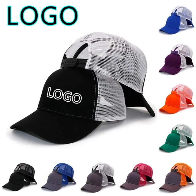 Custom Logo Mesh Splicing Breathable Adjustable Baseball Cap Men Hip Hop  Summer Shade Snapback Hat Outdoor