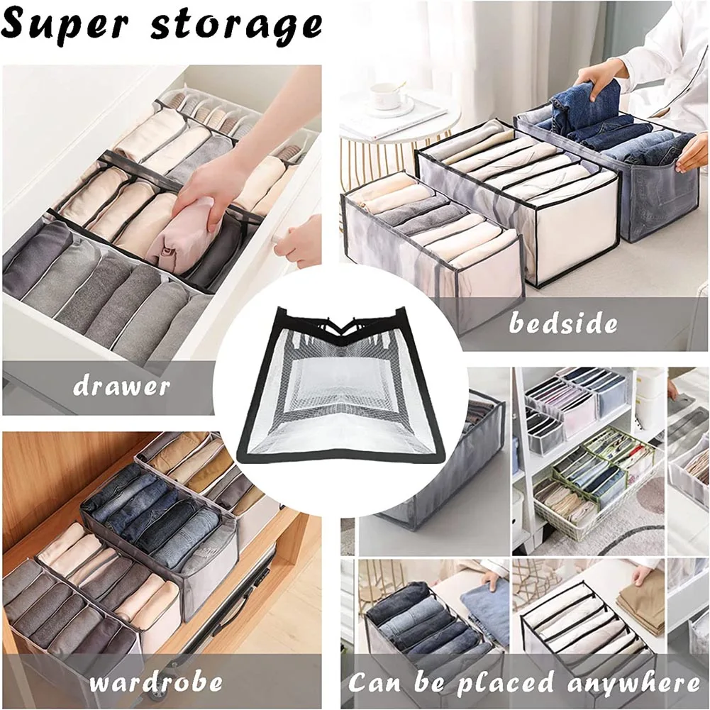 1pc/3pcs Fabric separate storage bag, Sock and Underwear Organizer - 6/7/11  Grids Drawer Organizers for Closet Storage - Foldable Cabinet Boxes for So