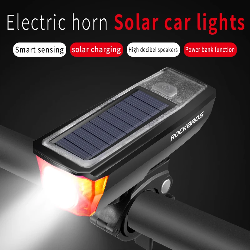 Solar Rechargeable Bike Headlight Bicycle Headlight Horn Solar