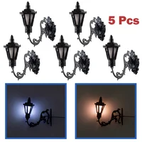5Pcs Train Railway Park Led Lamppost Lamps Wall Lights Model Scale 3V Model Garden Lamps Miniature Lanscape Model Building 1