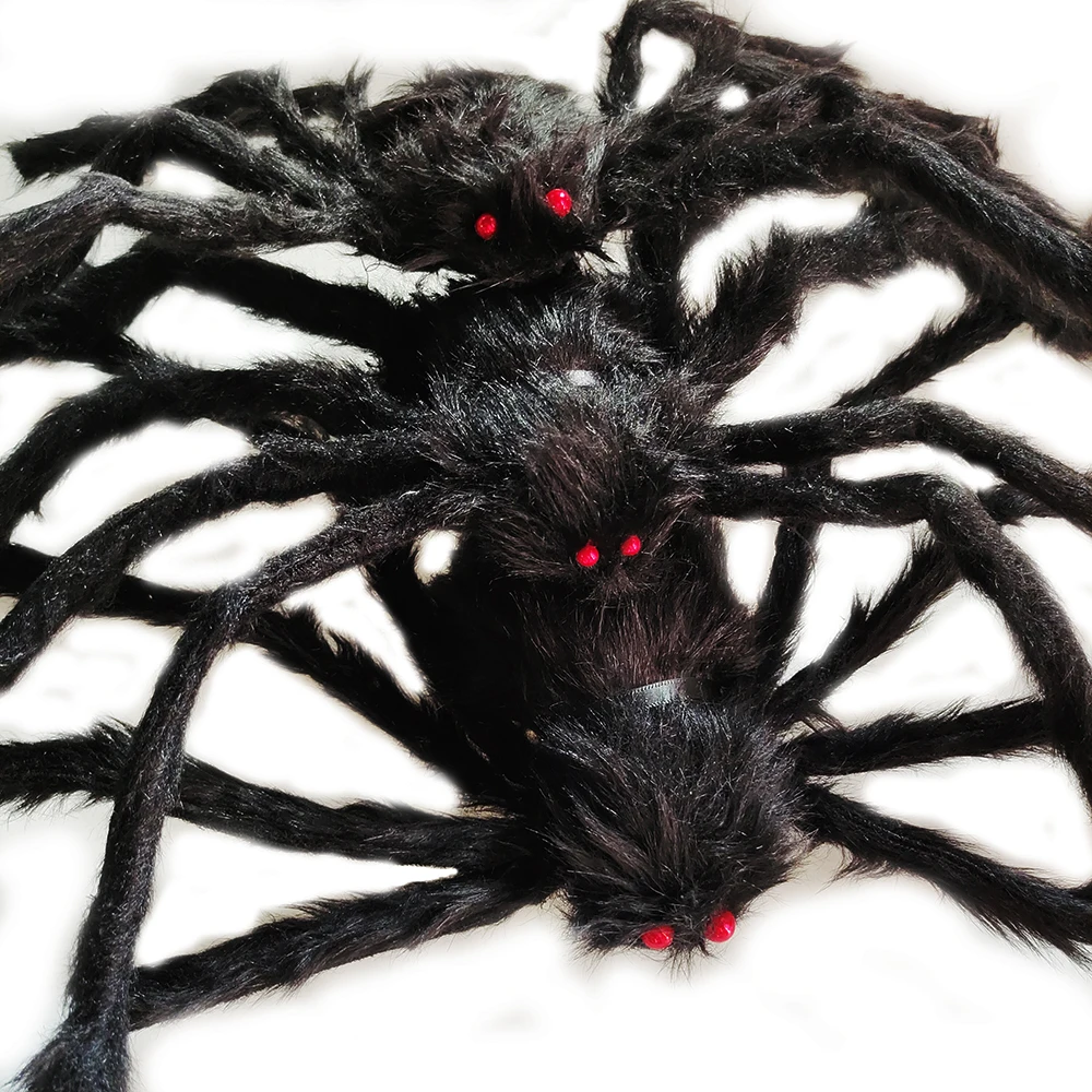 50/75cm Halloween Riesen spinnen schwarz weiß Plüsch Spinnen Web Halloween Dekorationen künstliche Spinne Spukhaus Horror Requisiten – Detail 10