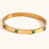 La.Muses Sweet Romantic Green Clear Heart Zircon Can Be Opened Premium 18K Gold Plated Stainless Steel Bangles For Women Jewelry 5