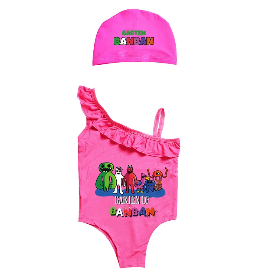 

Детский слитный купальник из аниме Garten of Ban, летний купальник для маленьких девочек + Кепка, костюмы из 2 предметов, детская пляжная одежда с открытой спиной