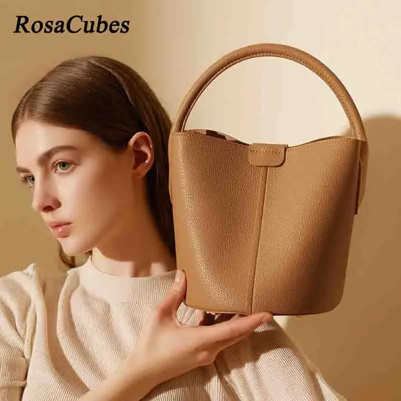 

Crossbody Bucket Bag for Women Genuine Leather Handbag Luxury Designer Shoulder Mini Tote Pouch Cowhide Purses Black 2023 New