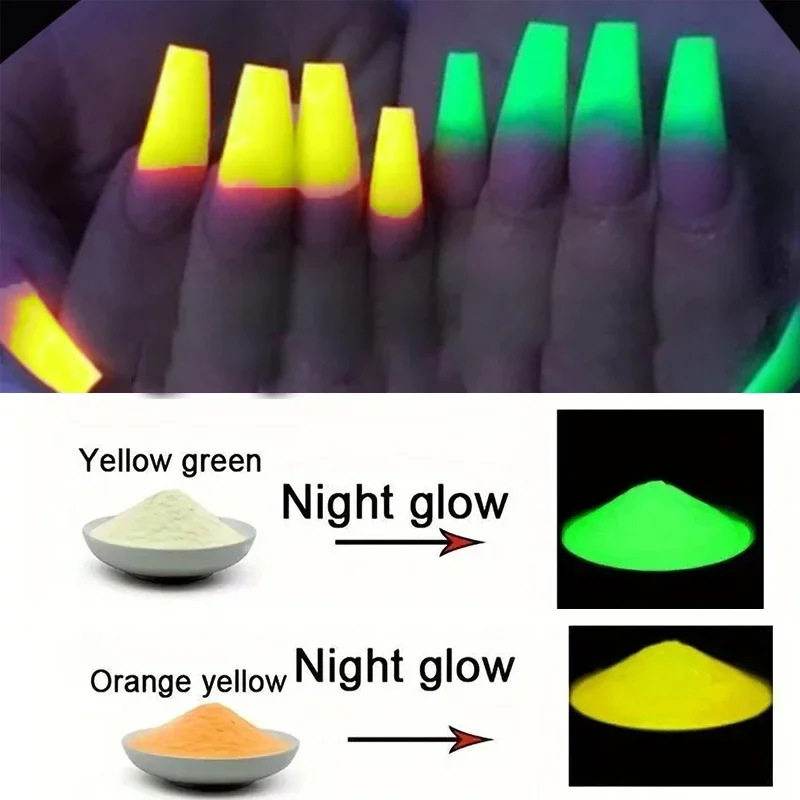 Luminous Blue-Green Glow-in-the-Dark Nail Powder for Jewelry and Decor Crafting