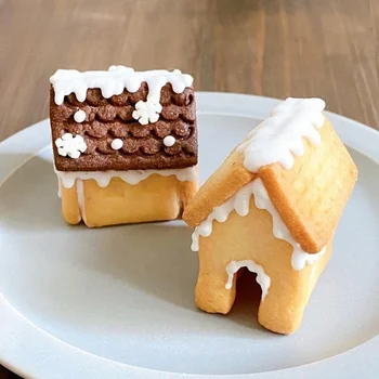 3D PLA Christmas Mini Gingerbread House Cookie Cutters Stamp Xmas Tree Biscuit Molds Embosser Fondant Cake Decorating Tools