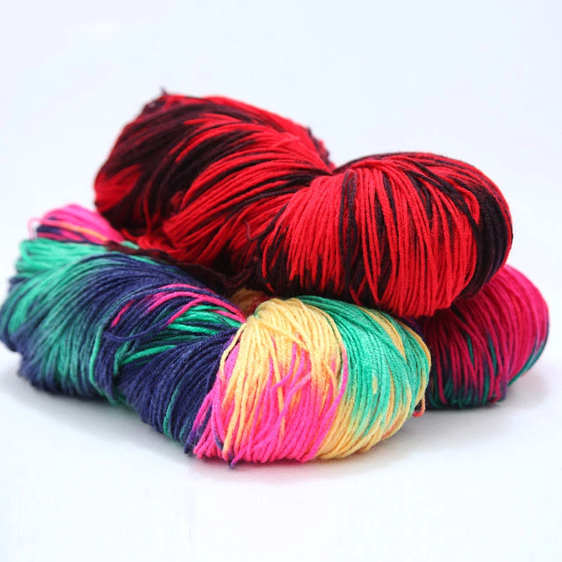 50g / Piece Rainbow Section Ecological Dyeing Yarn 4-strand Wool DIY Manual Crochet Knitting Yarn Baby Sweater Scarf Yarn 2