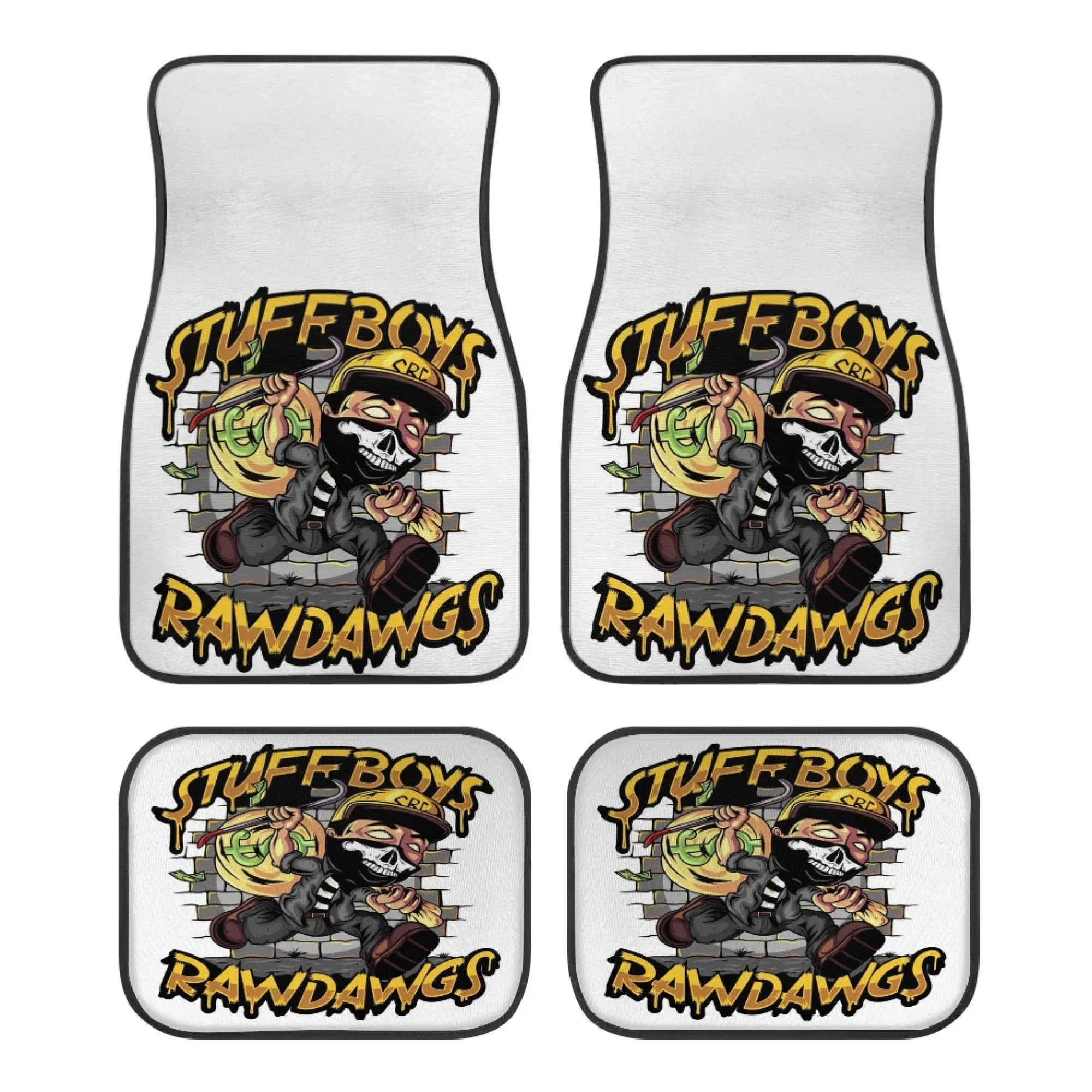 4pcs Set All-Climate Rubber Floor Mats Car Rug Sublimation Decorative Print Door Mat