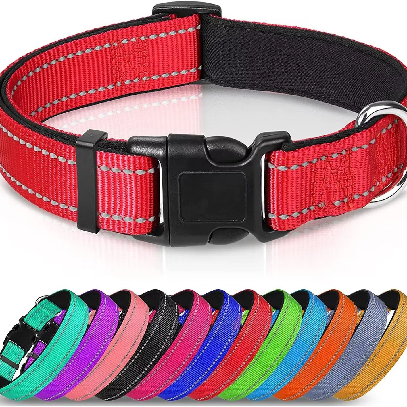 Reflective Dog Collar Soft Neoprene Padded Breathable Nylon Pet Collar Adjustable Neck 25-60 Centimeter dog collar pet collar