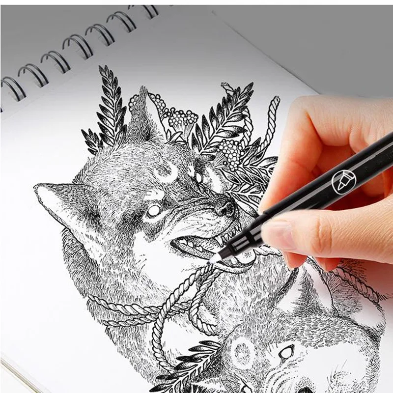 10 Pcs Waterproof Drawing Liner Set Dual Tip Lettering Markers Black Art Marker for Sketching Drawing School Supplies