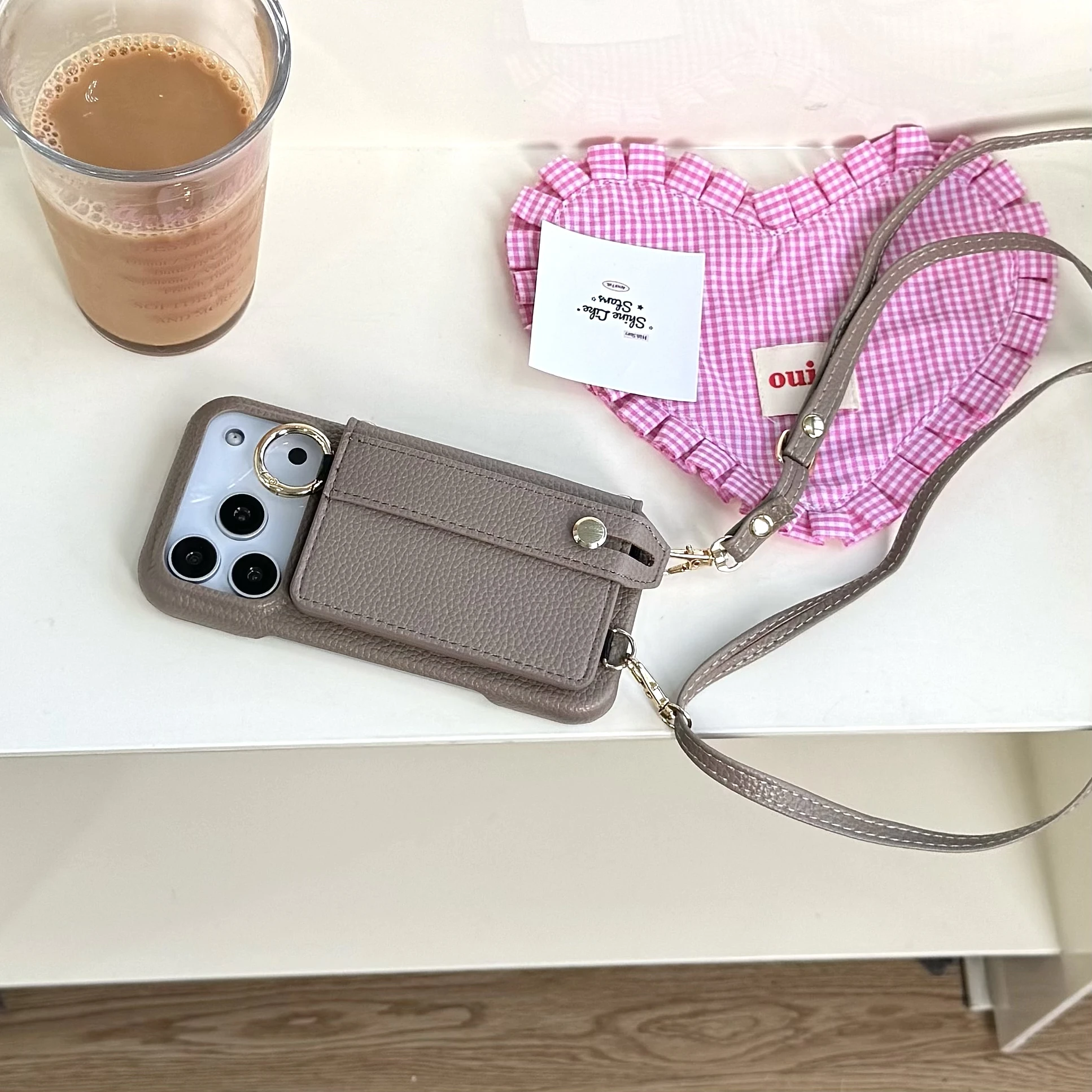 Versatile Leather Wallet Case with Wrist Strap, Crossbody Ring Holder, and Magnetic Closure