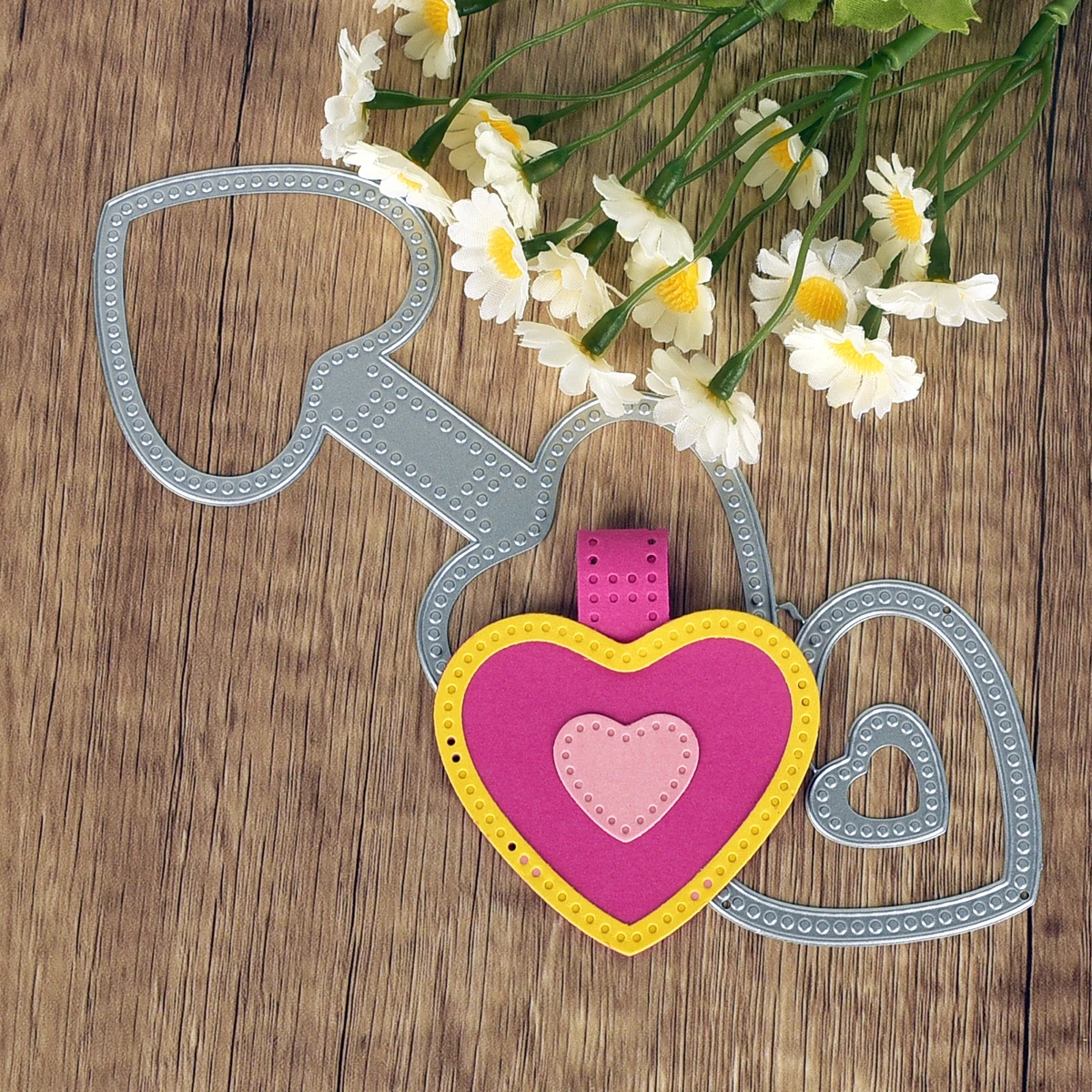 Description Picture 4 of itemLove Tag Square Bow Tie Finger Heart Cutting Dies Scrapbook DIY Craft Die Cut Paper Cards Making Tool Album Cover Embossing