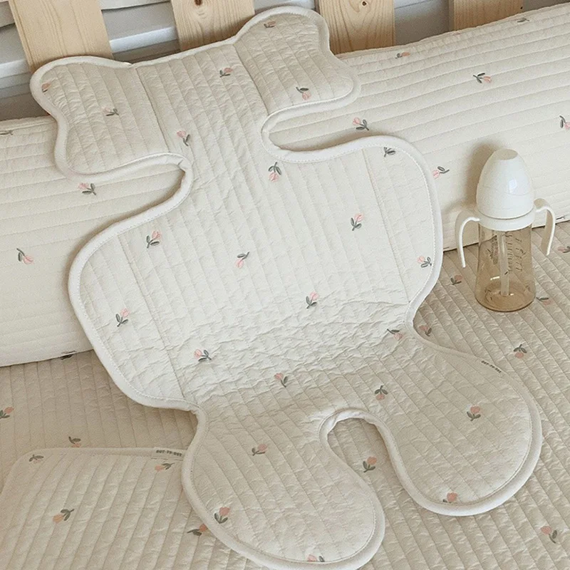 Seat Cushion Safety Seat Mat Car Seat Mat Cotton Baby Car Seat Cushion Cartoon Embroidery Stroller Mat Soft Comfortable