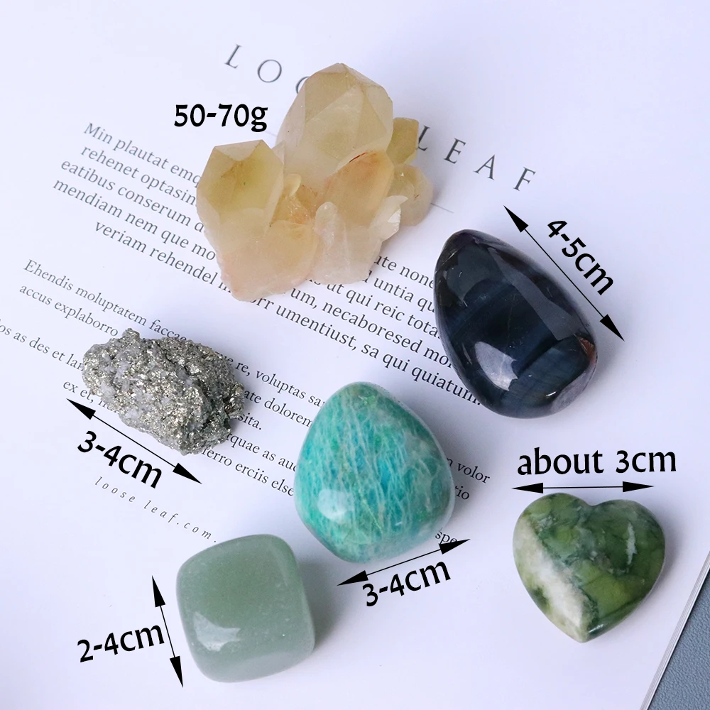 6-teiliges natürliches Kristall-Set für Angstzustände, Stress, Energie, Quarz, Heilung, Edelstein-Dekoration, verbessert die Gesundheit, Geschenk – Detail 19