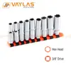 3/8 Inch Drive 8-16mm Long Socket Set Power Accessories with Plastic Rack Color Send Randomly for Home Improvement Car Repair 1