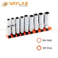 3/8 Inch Drive 8-16mm Long Socket Set Power Accessories with Plastic Rack Color Send Randomly for Home Improvement Car Repair 1