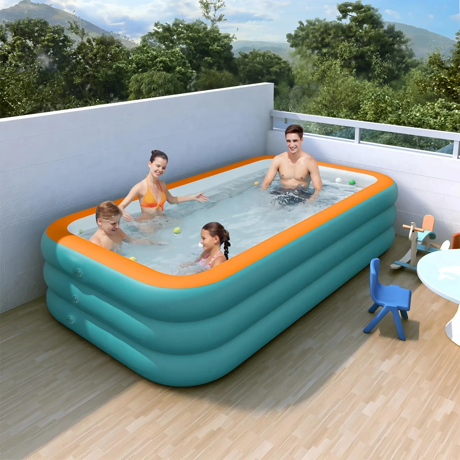 Inflatable Swimming Pool Outdoor PVC Bathtub Garden Thickening Swimming Pool for Adults Kids Summer Water Party Backyard Garden