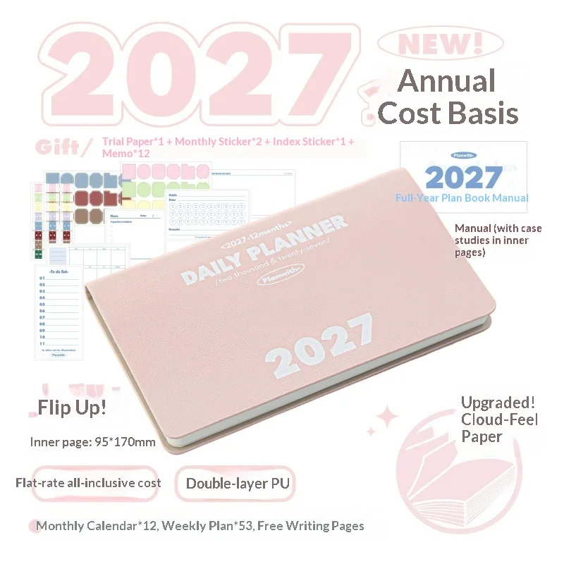 Premium Daily Planner: 12-Month Schedule Agenda Book for Work and Study - Office Stationery Supplies