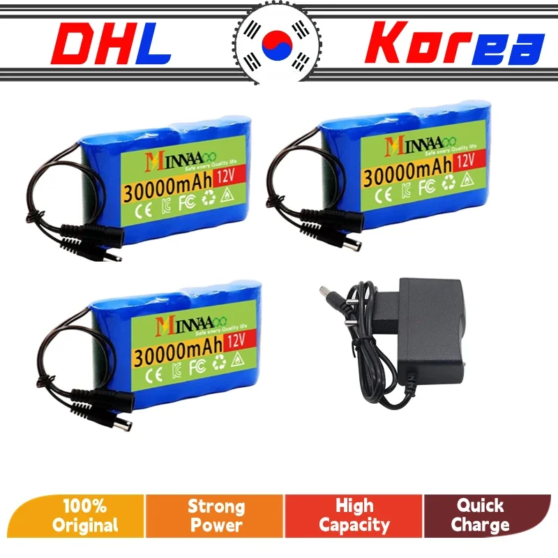 12V 50000mAh NEW Portable 18650 Li Ion Rechargeable Battery Pack For CCTV Camera 3A Batteey + 12.6V EU US Charger+Free Shopping