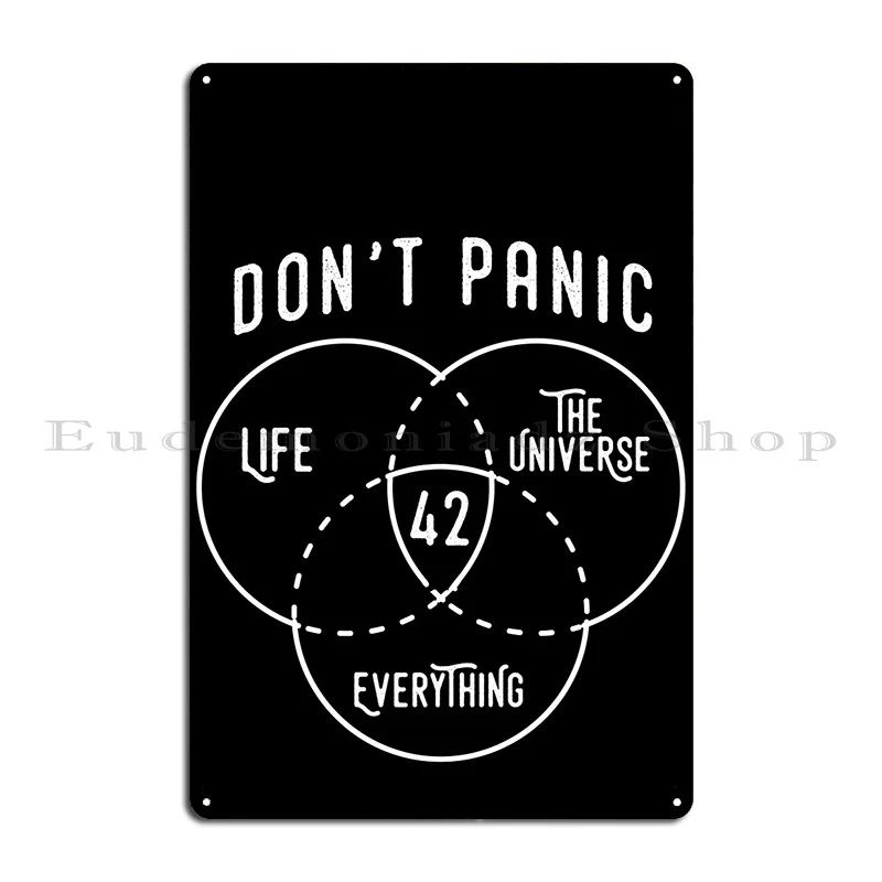 42 Donandx27 T Panic Life Universe Everything 히치하이커 가이드 갤럭시 금속 간판 맞춤형 플라크 맞춤형