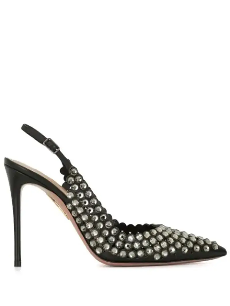 

Tequila Pumps 105 Crystal-embellished Leather Slingback Pumps Black