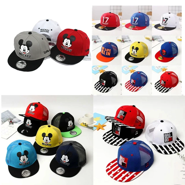 2022 Disney Cartoon Cartoon Mickey Mouse Baseball Cap Boys And Girls Four Seasons Outdoor Sun Hat Flat Top Hip-hop Hat 1