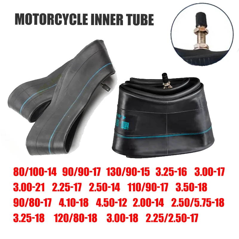 Pneumatico Interno Moto 12/14/16/17/18/19/21 Pollici 130/70/70-17 90/90/70-17 3.25/90-16 3.00/70-21 Valvola Diritta Per Fuoristrada