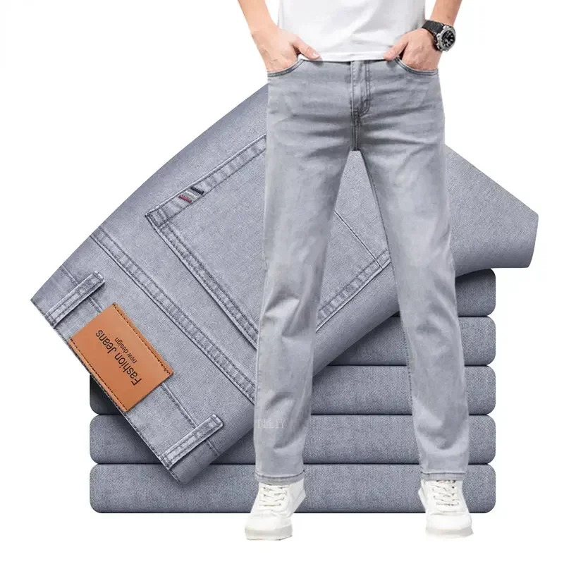 Men's Business Casual High Waist Cotton Stretch Denim Jeans men jeans mens jeans business jeans jeans trousers denim trousers