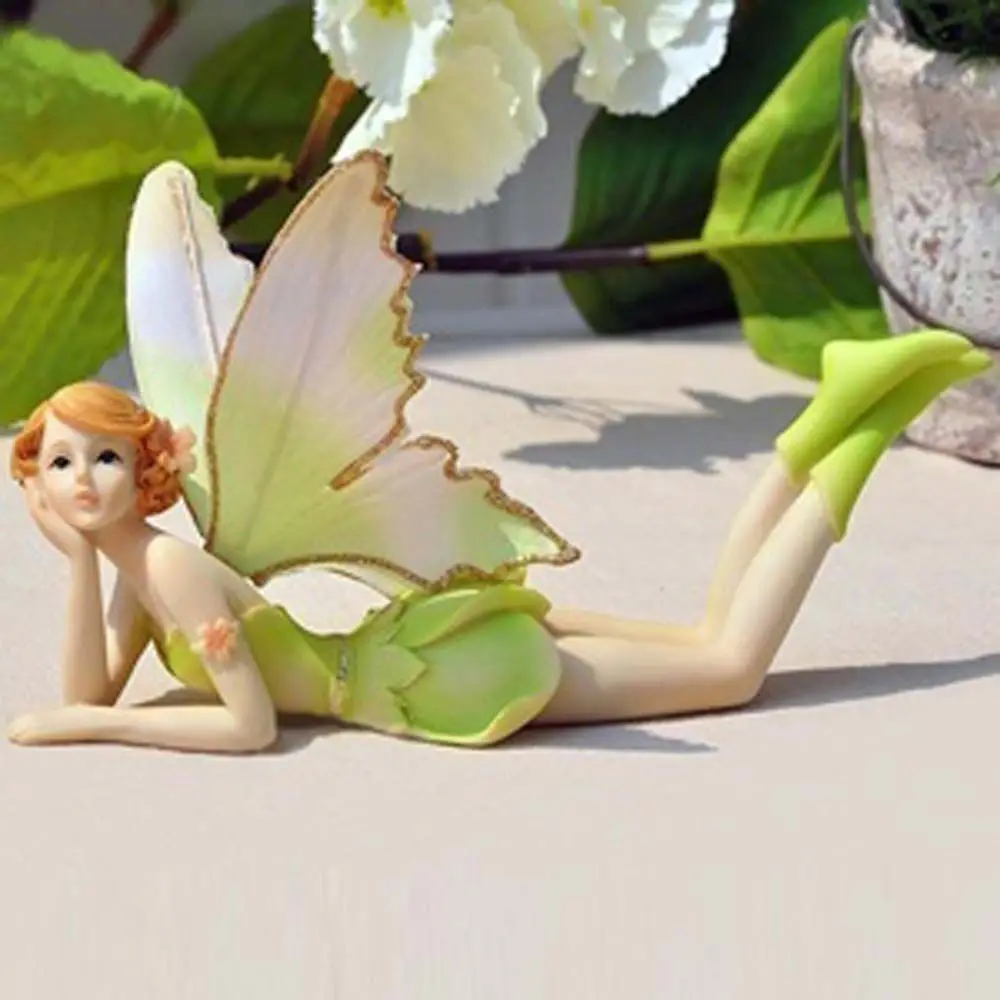 

European Beautiful Girl Garden Fairy Wing For Birthday Wedding Home Ornament Angel figurines Car Decor Flower fairy Miniatures