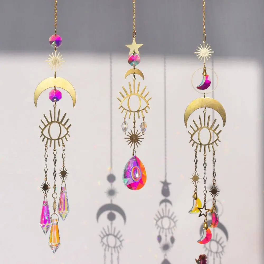 Home Pendant Wind Chime Rainbow Stone Wind Chime Garden Accessories Rainbow Small Ornaments Simple Shining
