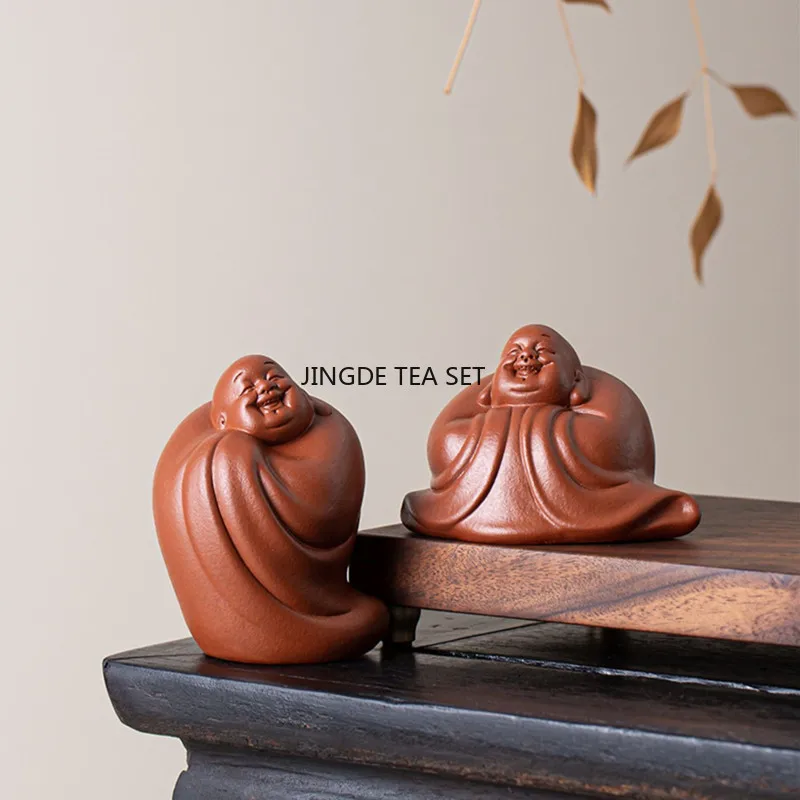 Creative Purple Clay Tea Pet Handmade Sculpture Crafts Chinese Tea Set Character Decoration Accessories