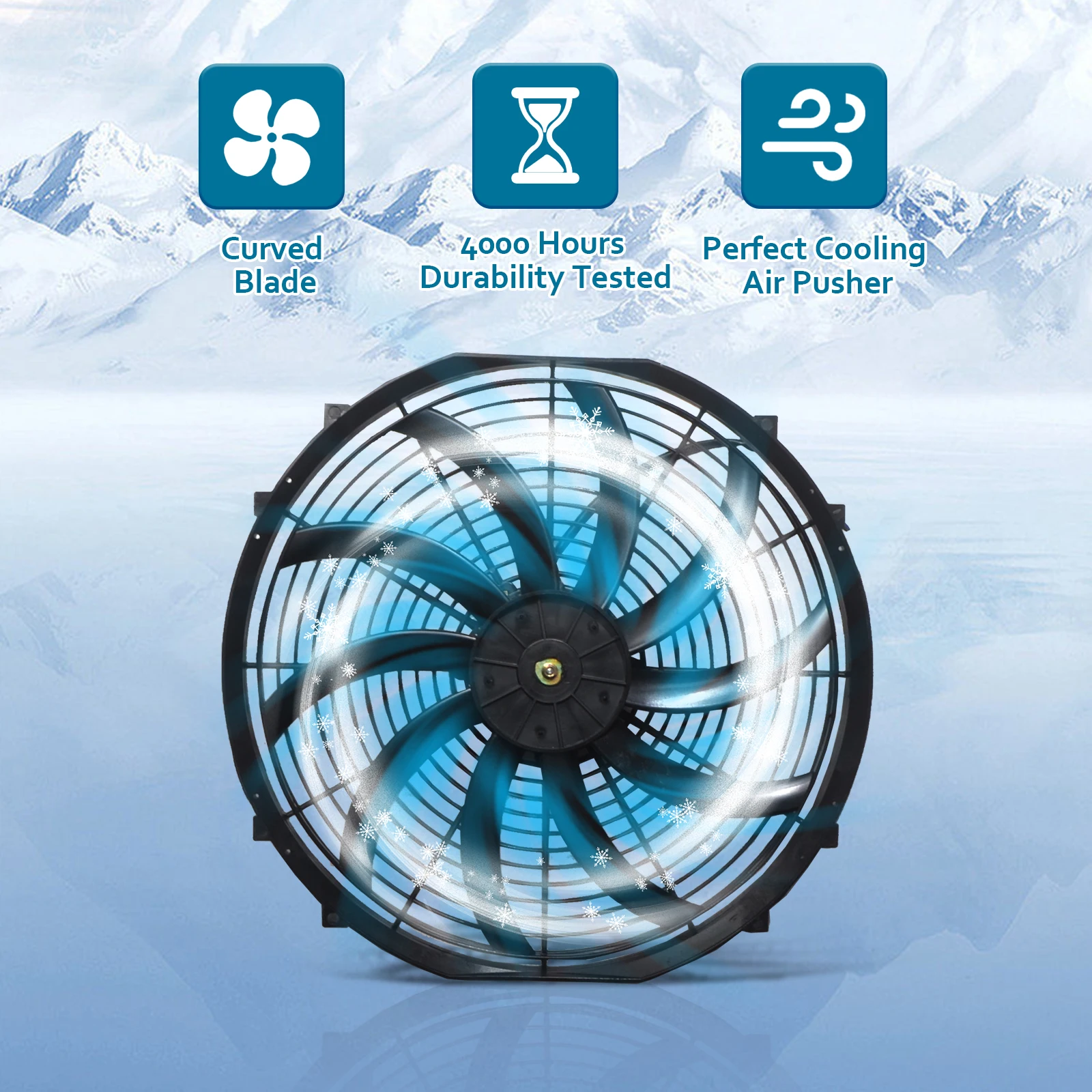 Labwork 16-Inch Universal Slim Fan With Mount Kit - 12V Electric Radiator Cooling Fan, 3000 CFM