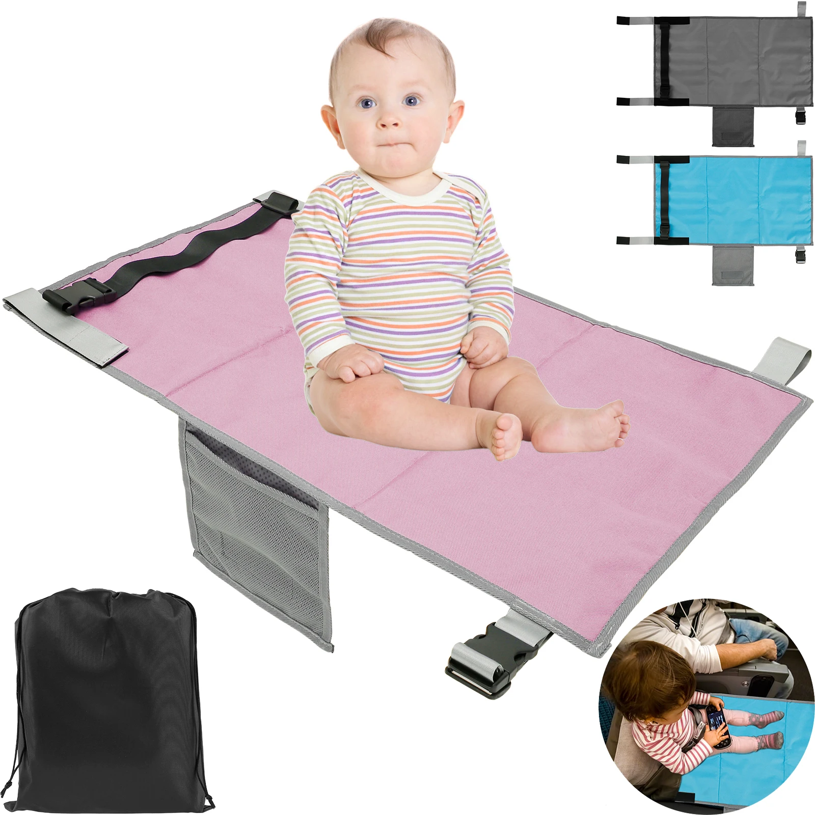 Letto Da Viaggio Per Bambini In Aereo – Poggiapiedi Portatile In Tessuto Oxford, Antiscivolo, Supporta Fino A 25 Kg, 32x28 Cm, Peso 250g