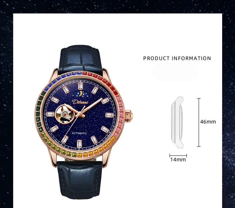 Skeleton Automatische Tourbillon Mechanische Herrenuhr 3Bar Wasserdicht Leuchtende Sonne Mond Sterne Neue Luxusuhr Reloj Hombre_voghion.com