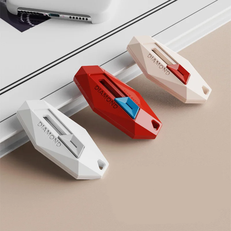 Box Cutter Anti-Stick Magnetic Mini Box Opener Utility Knife with Safe Round Tip Diamond Design Ideal for Parcels and Package Opening