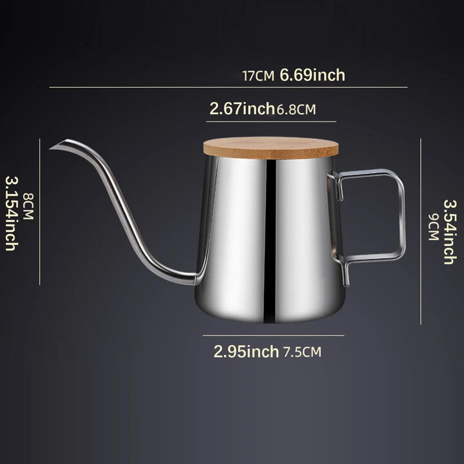 Drip Coffee Kettle 350ml Long Gooseneck Spout with Handle Home Water Kettle Coffee Maker Cafe Teapots Pour over Coffee Kettle