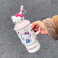 ⁦كوب حراري هيلو كيتي 650 مل – ستانلس ستيل مع قشة، كيوت ومحمول 🎀✨.⁩ - الصورة ⁦2⁩
