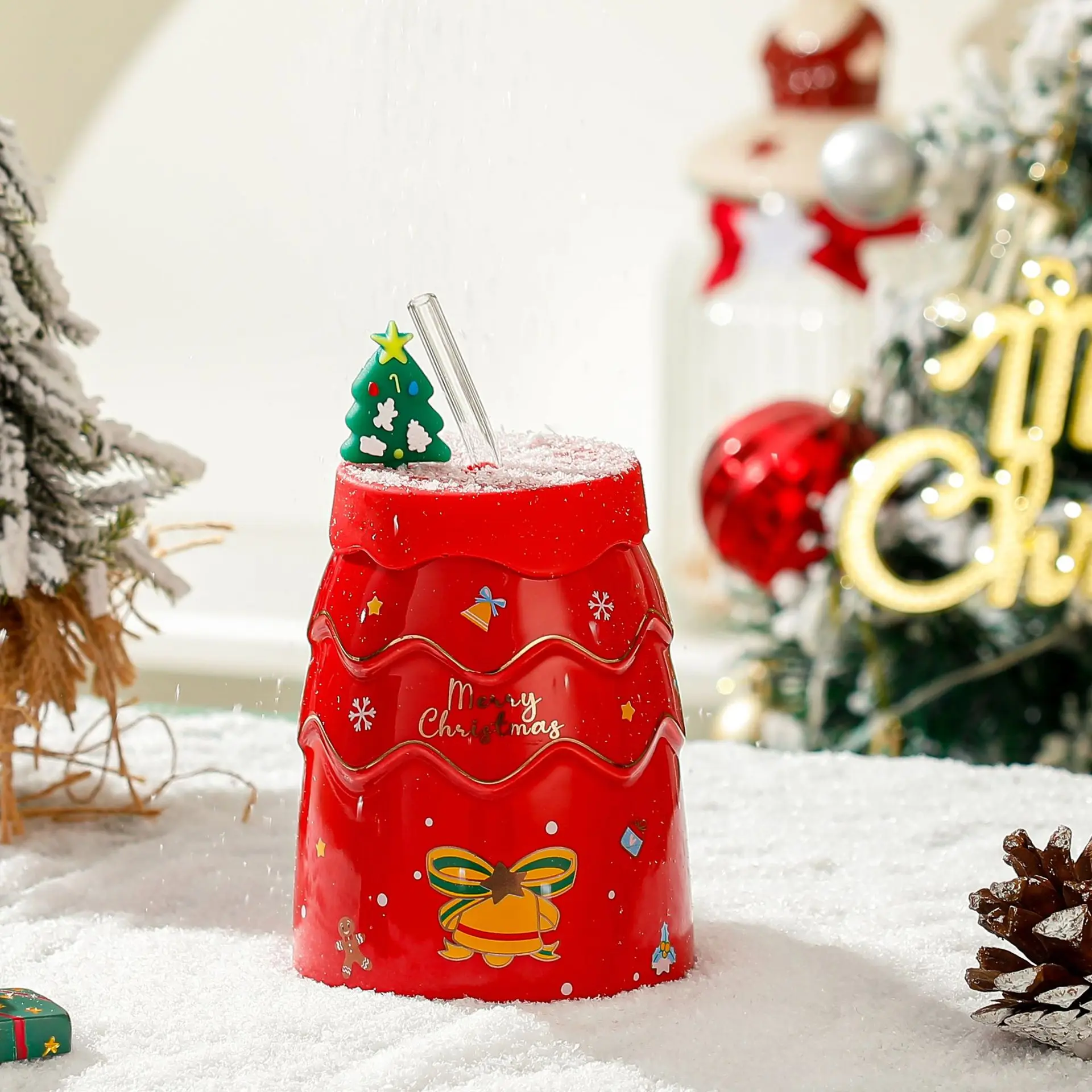 Christmas Tree Santa Claus Ceramic Mug with Lid Straw Home Office Coffee  Milk Tea Water Cup for Friends Students Drinkware Gift - AliExpress