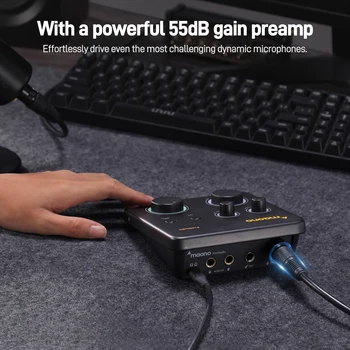 MAONO USB Audio Interface for PC,XLR Input 24-bit/192kHz Routing Software LOOPBACK ASIO for Recording Music,Guitar,DAW PS22 Lite 4