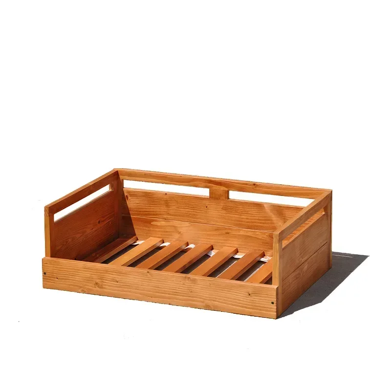 Pet Bed Solid Wood All Season Universal Floor Dog Kennel Off Ground Bed Detachable Washable Indoor Dog Summer and Winter