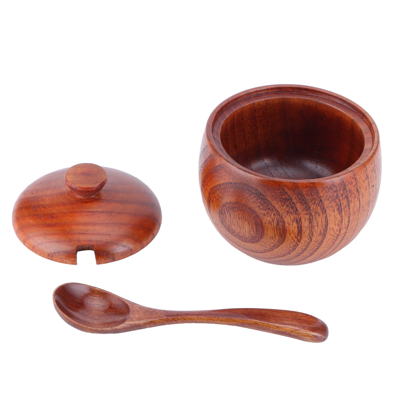 Contenitore per sale e pepe, in ceramica, 2 pezzi, con cucchiaio e coperchio in legno, contenitore per sale, cantina, contenitore per bancone, condimenti da cucina, sale e zucchero