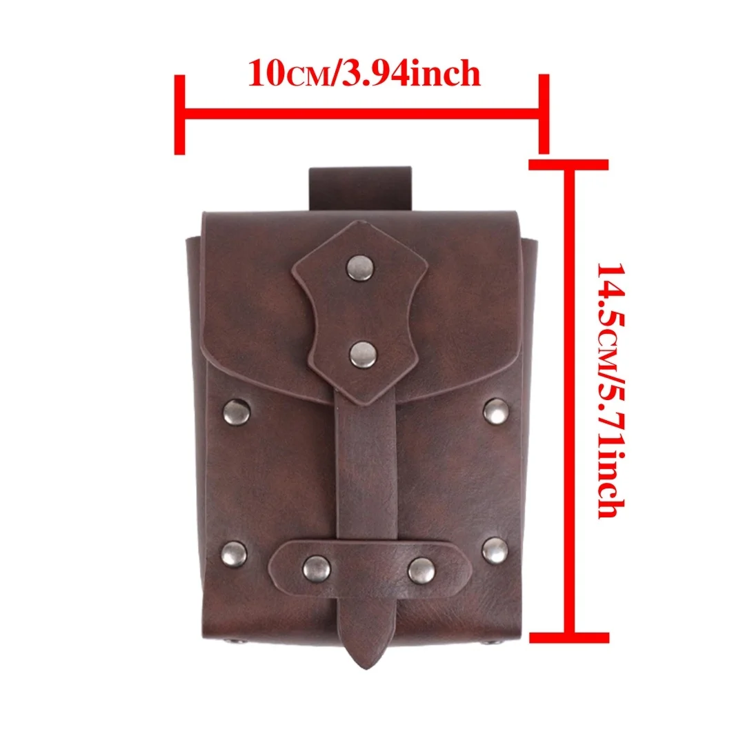 2-teiliges Mittelalterliches PU-Leder Gürtel-Set mit Hüfttasche, Renaissance Cosplay Umhängetasche, Unisex Retro Kostüm-Accessoire – Detail 7