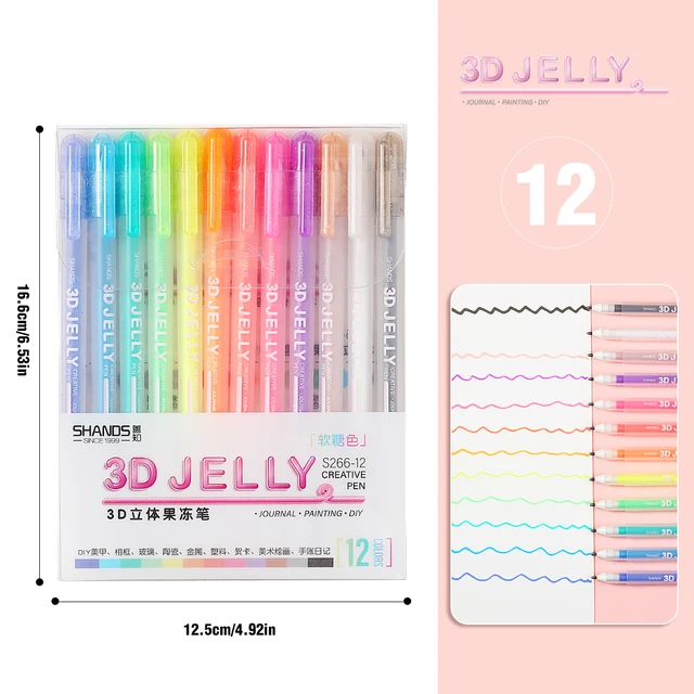 6/12pcs 3D Jelly Pens Highlighter for Diary, DIY Creative Art or Painting,  Student Adult Art Stationery Supplies - AliExpress