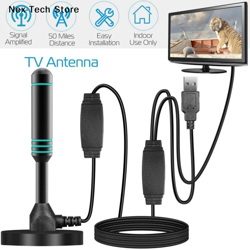 High-Performance Digital TV Antenna with Signal Amplifier and Magnetic Base