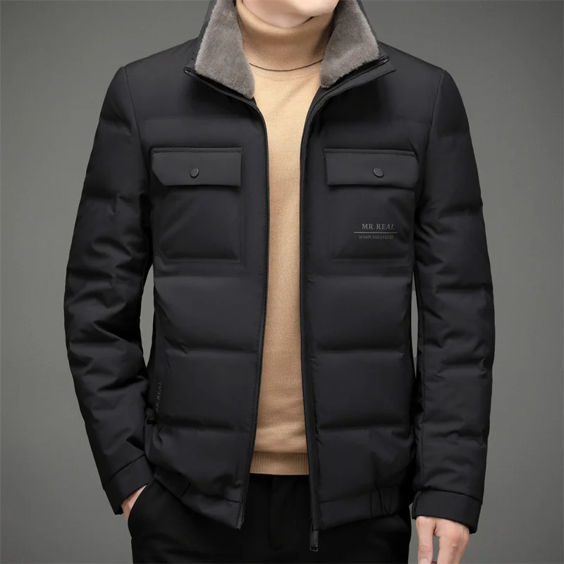 Giacche Invernali Da Uomo Piumino D'Anatra Grigio Abbigliamento Uomo Business Casual Puffer Addensare Caldo Cappotto Maschile Chaquetas Hombre Lq