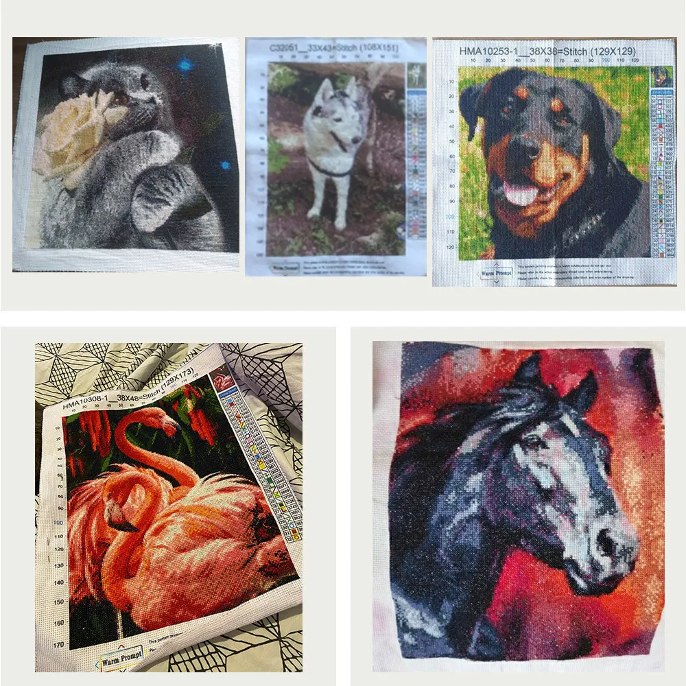 Moon And Wolf DIY Embroidery 11CT Cross Stitch Kits Craft Needlework Set Cotton Thread Printed Canvas Home Decoration