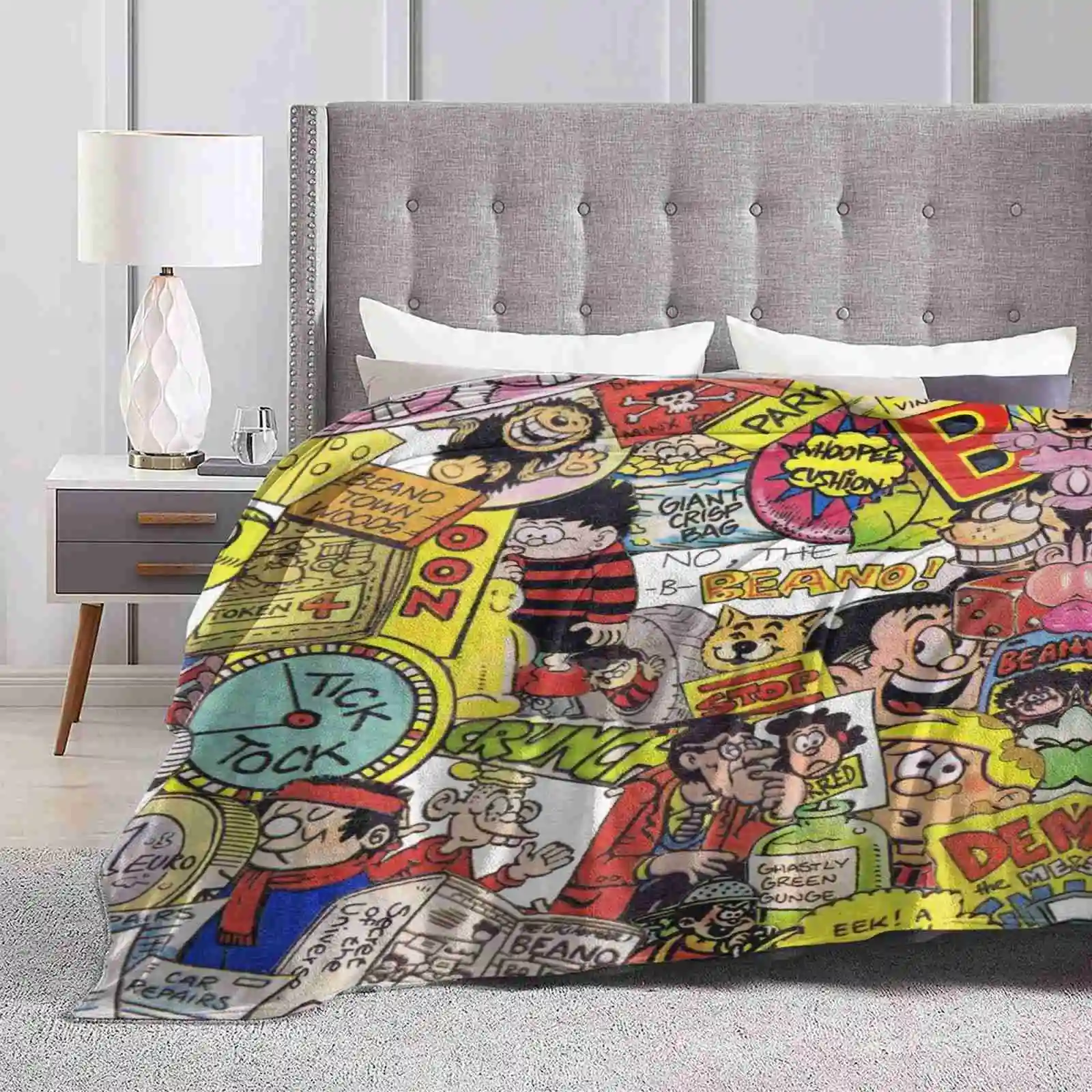Beano Soft Warm Light Thin Coperta Beano Dennis The Minity Gnasher Roger The Ivy The Bad Comics Annuals Collage Characters