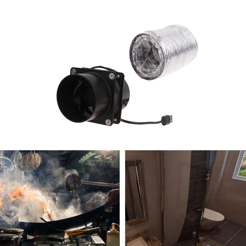 Compact Portable Fume Extractor Fan with Duct Pipe Ventilation Tubing for Kitchen Bathroom USB Powered