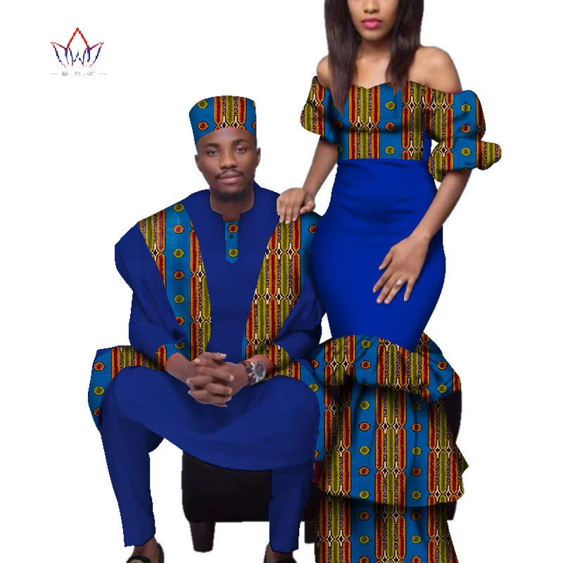 Ropa africana para parejas, africanos para largos Bazin Riche, vestido estampado para hombres africanos, Top y pantalones WYQ221|Ropa africana| - AliExpress