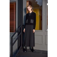 AP femmes 2026 automne et hiver Denim col en v robe tricot Cardigan col montant Modal chemise 2